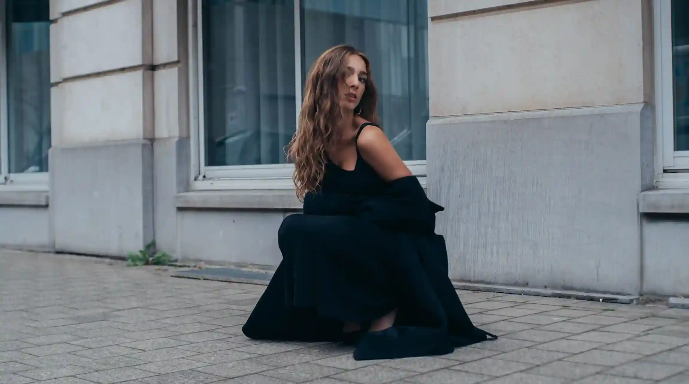 Shadowy view of a museum corridor